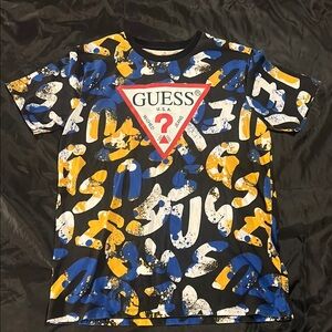 Guess Graffiti Short Sleeve Tee Blue Yellow